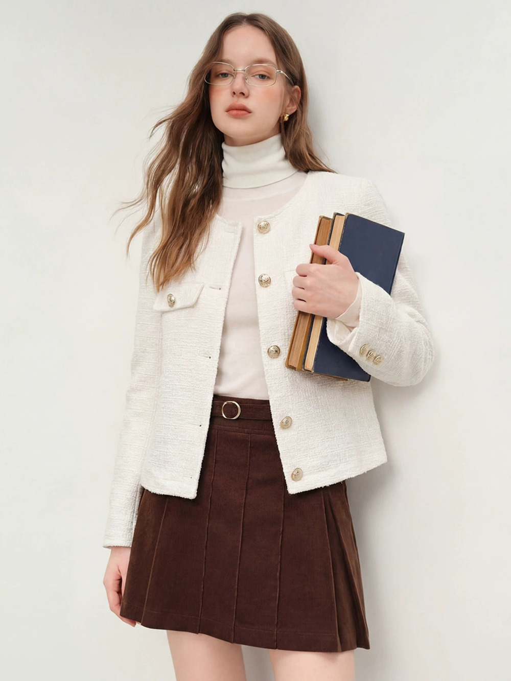 ZARA Ruihou Womens French Chanel Style Tweed Jacket Fall Winter Long Sleeve